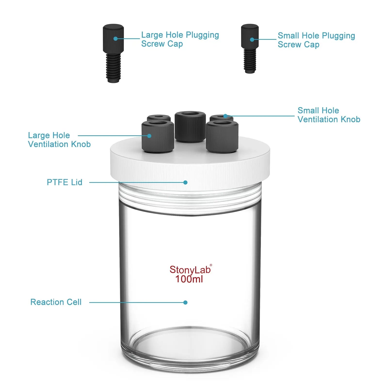 Sealed Electrolytic Cell [50-100 ml] Electrolyzer-Single Chamber