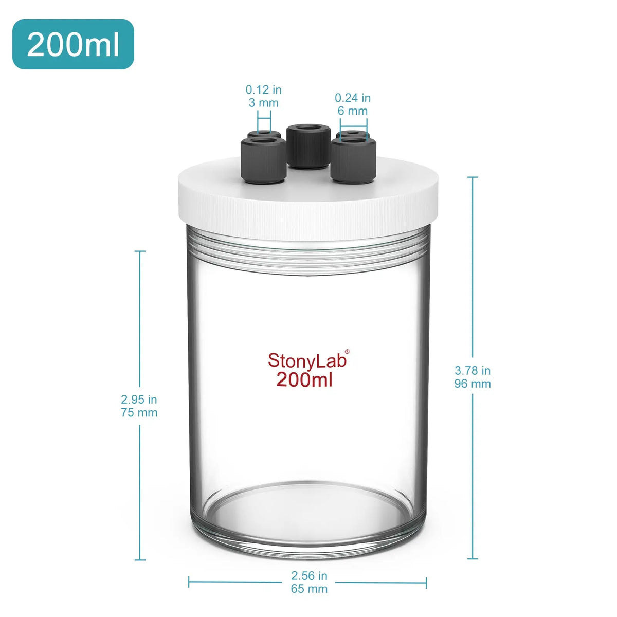 Detailed structural assembly component for StonyLab Sealed Electrolytic Cell [50-500 ml]
