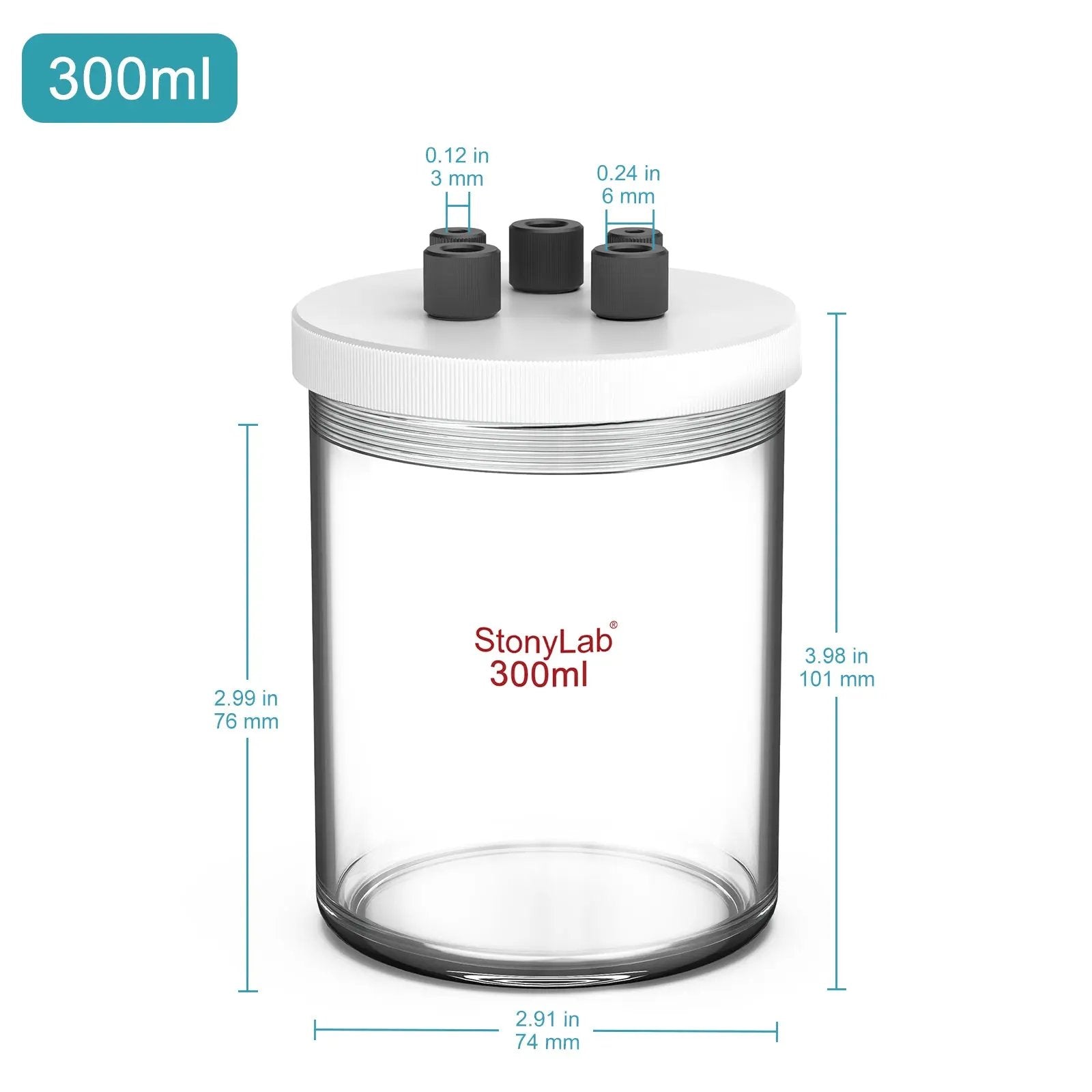 Alternative angle showing underlying build quality of StonyLab Sealed Electrolytic Cell [50-500 ml]