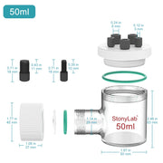 Close-up view showing the precise design and material of StonyLab Sealed Electrolytic Cell with Quartz Side Window [50-100 ml]