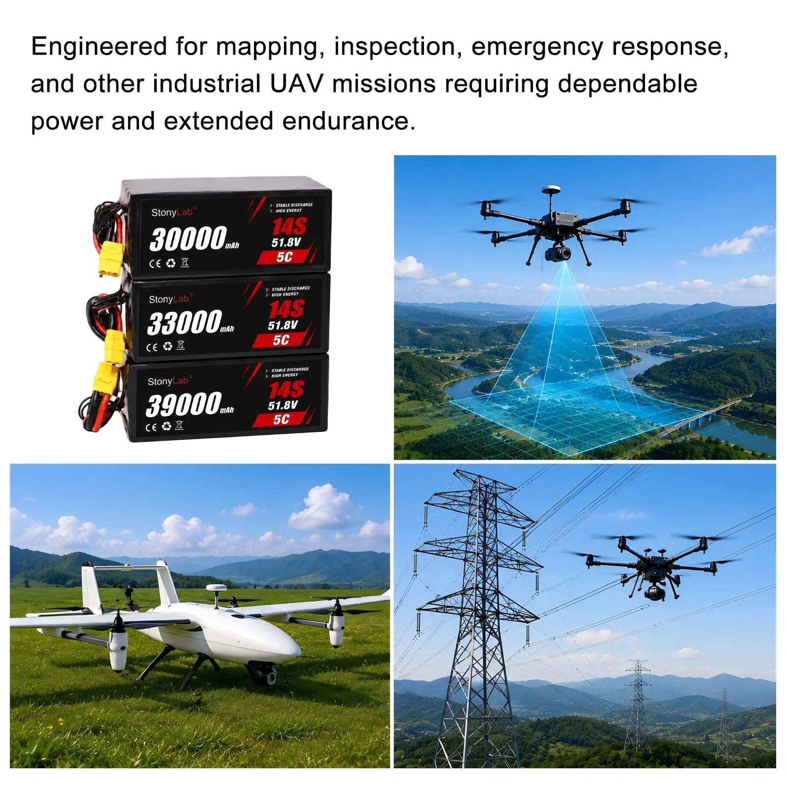 StonyLab Semi-Solid State Industrial UAV Battery Pack heavy duty chemical processing configuration