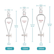 Close-up view showing the precise design and material of StonyLab Separatory Funnel with 24