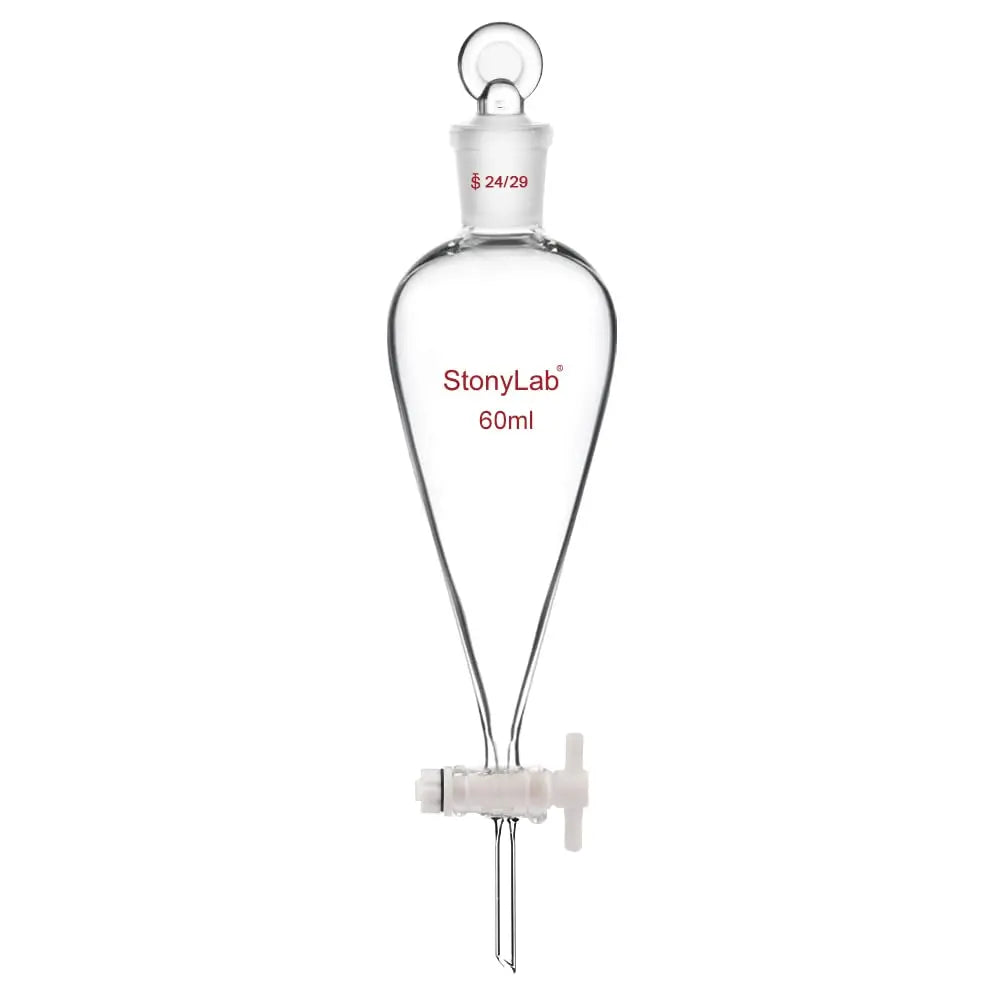 Separatory Funnel with 24/29 Joint, Glass Stopper and PTFE Stopcock, 60-2000 ml Funnels-Separatory
