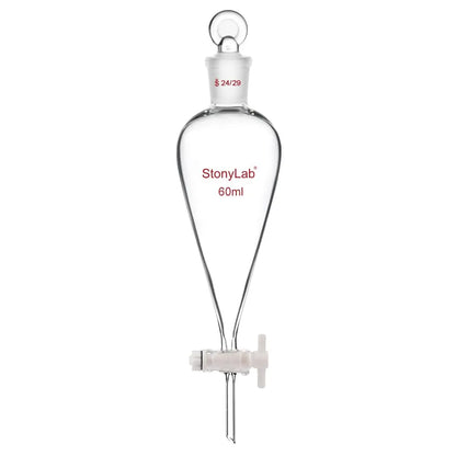 Separatory Funnel with 24/29 Joint, Glass Stopper and PTFE Stopcock, 60-2000 ml Funnels-Separatory