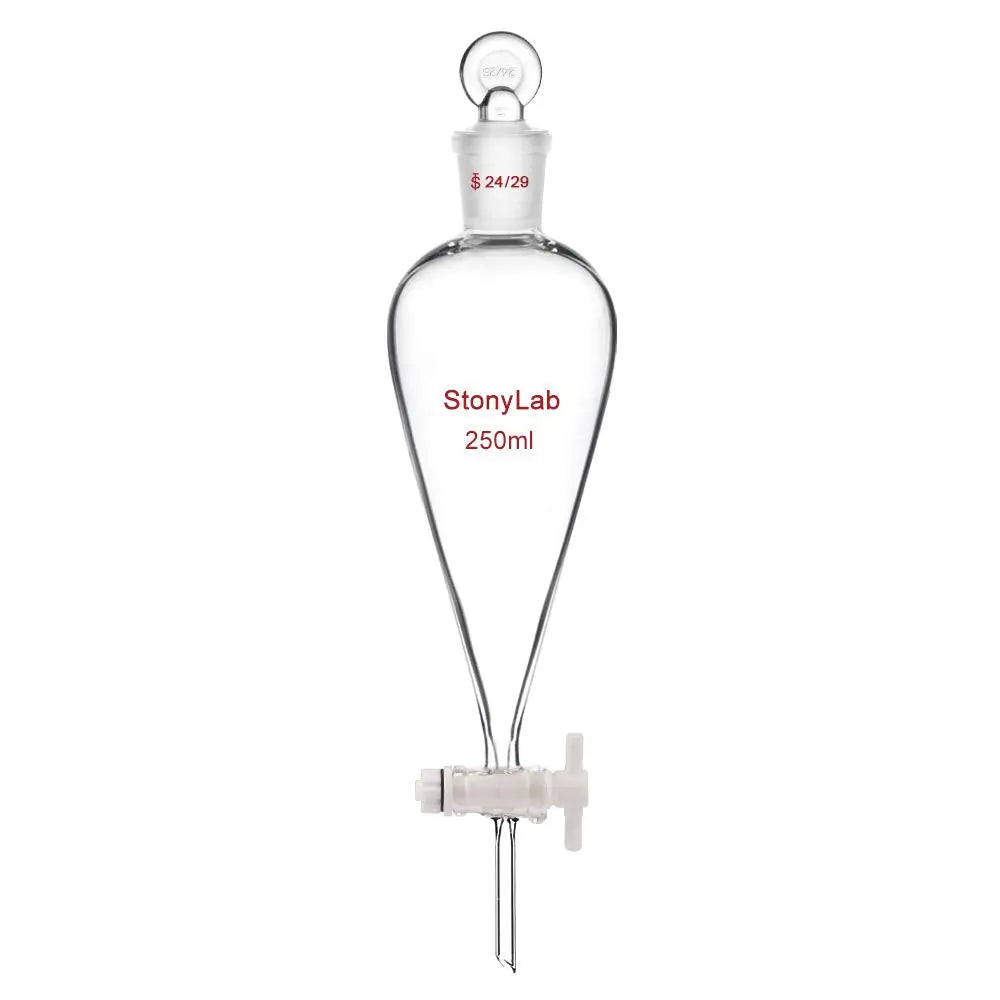 Separatory Funnel with 24/29 Joint, Glass Stopper and PTFE Stopcock, 60-2000 ml Funnels-Separatory