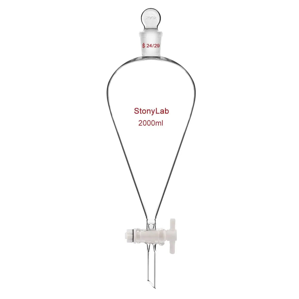 Separatory Funnel with 24/29 Joint, Glass Stopper and PTFE Stopcock, 60-2000 ml Funnels-Separatory 2000 ml