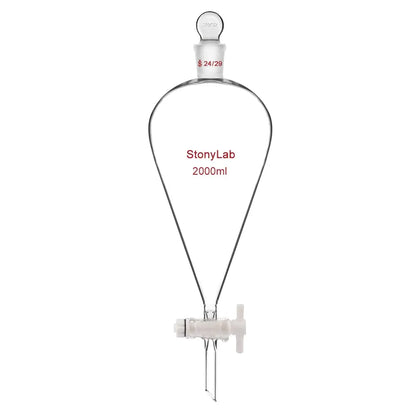 Separatory Funnel with 24/29 Joint, Glass Stopper and PTFE Stopcock, 60-2000 ml Funnels-Separatory 2000 ml