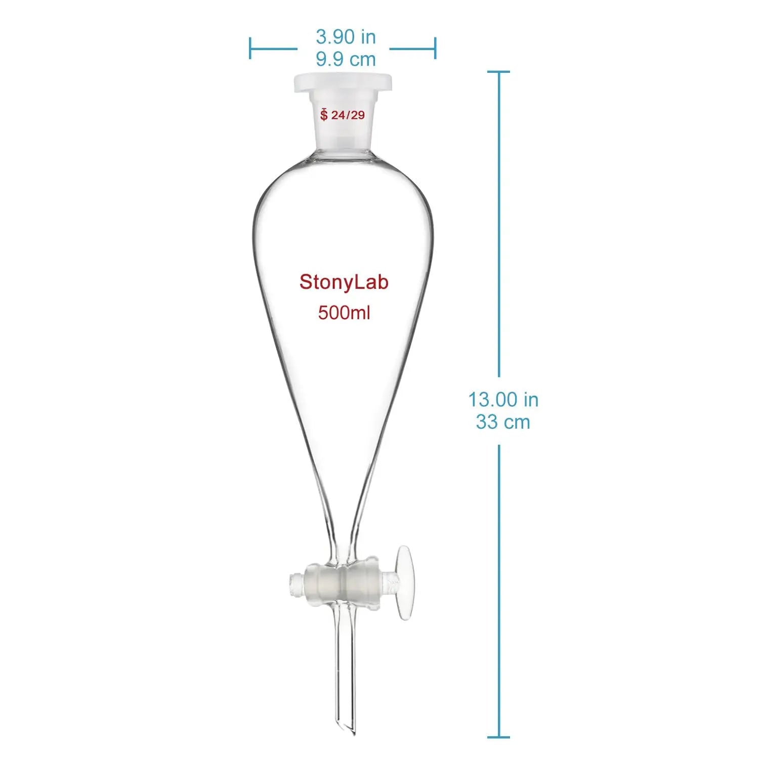 Separatory Funnel with Glass Stopcock Valve Separatory Funnels 500-ml