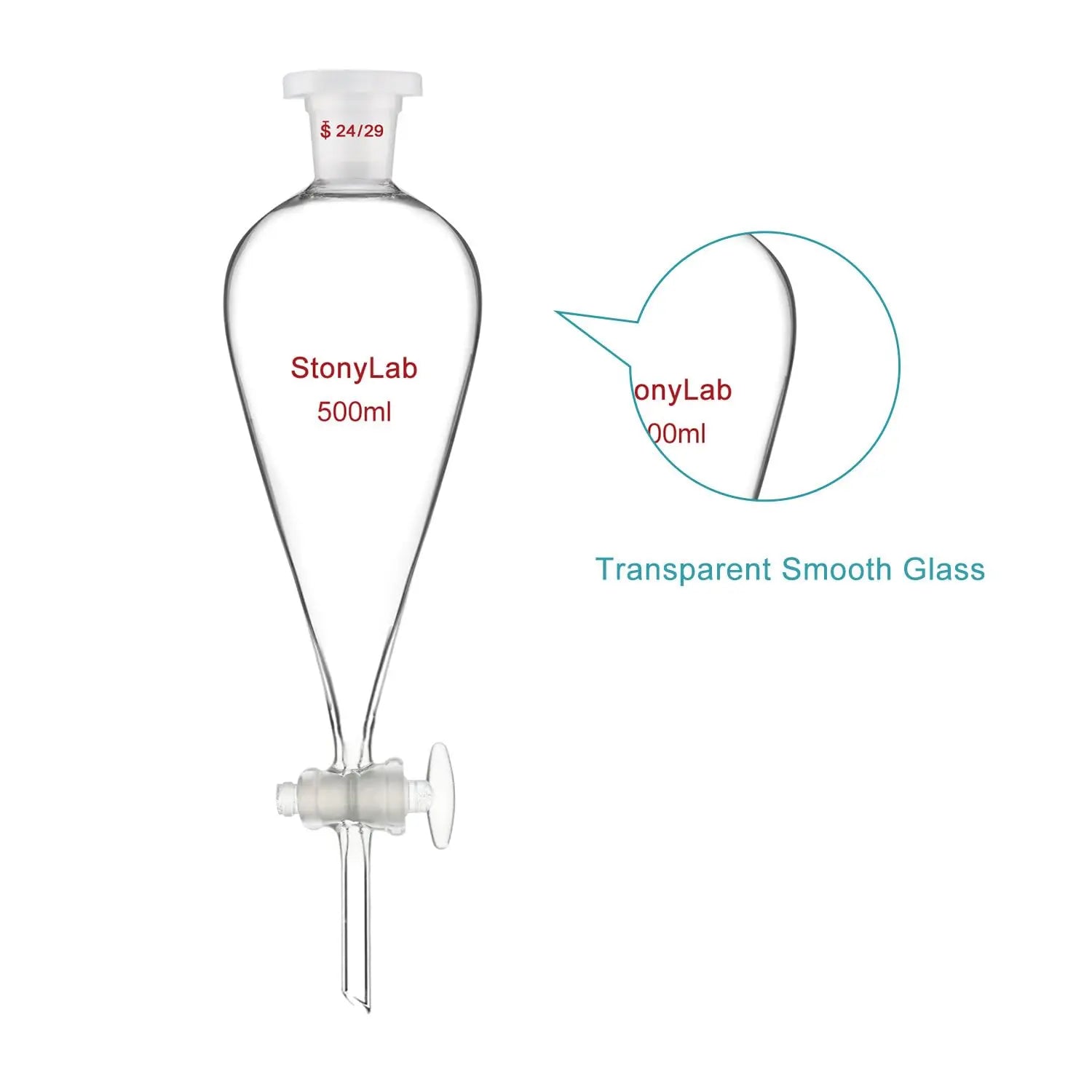 Detailed structural assembly component for StonyLab Separatory Funnel
