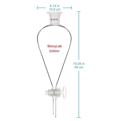 Separatory Funnel with Glass Stopcock Valve Separatory Funnels 2000-ml