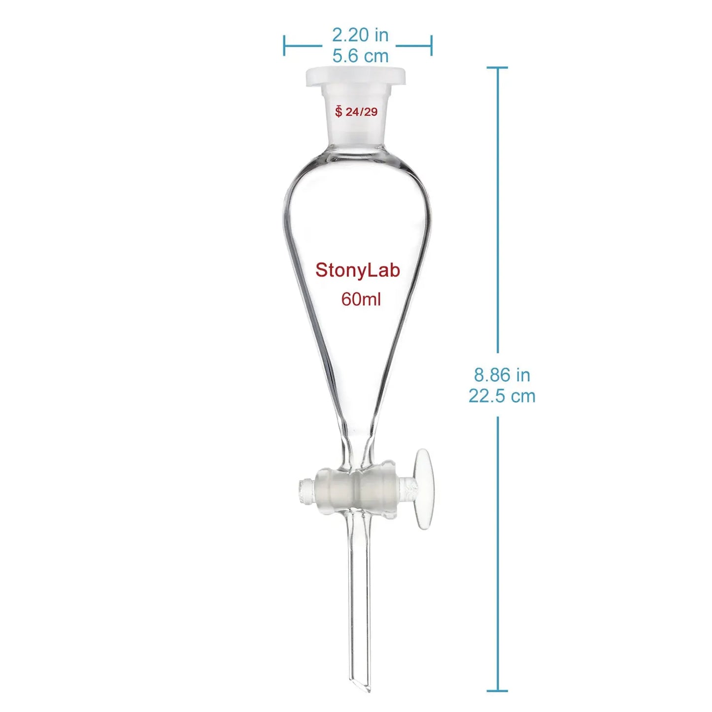 Separatory Funnel with Glass Stopcock Valve - StonyLab Separatory Funnels 