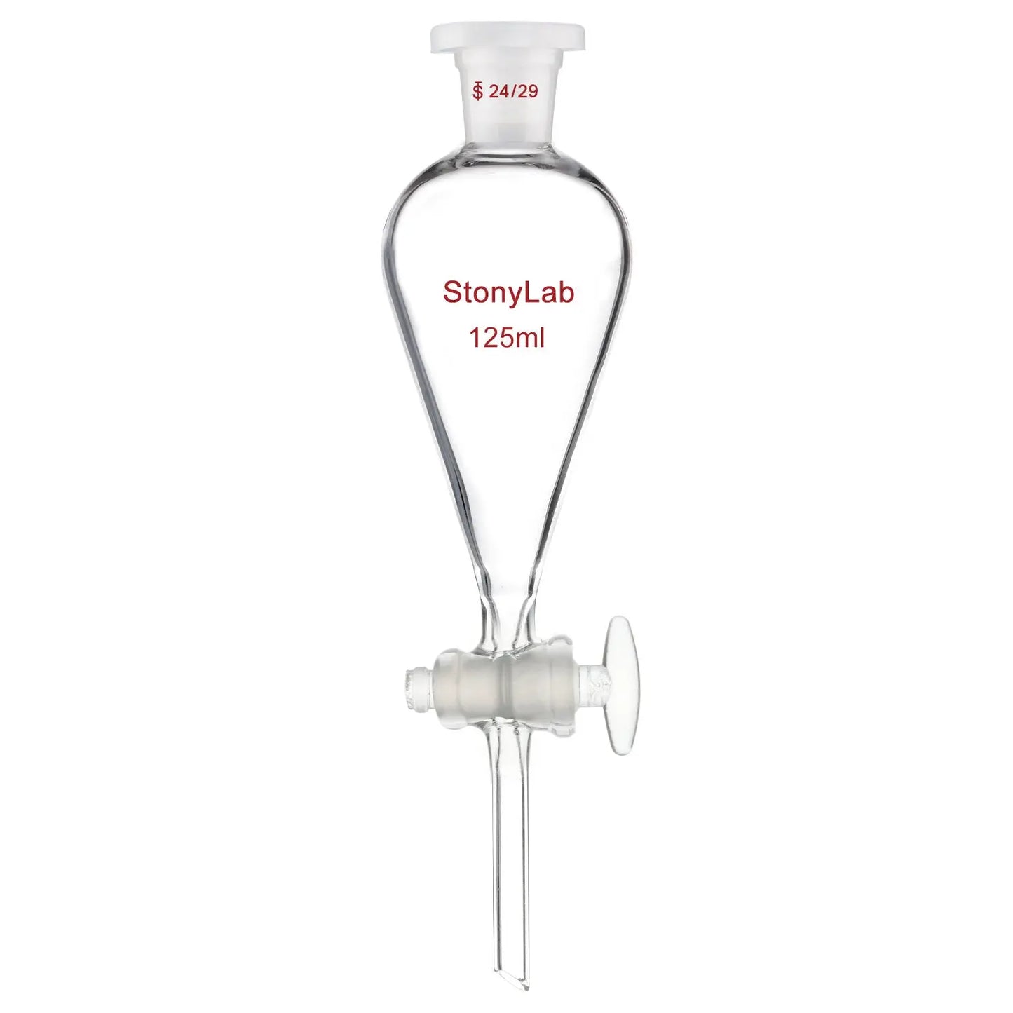 Separatory Funnel with Glass Stopcock Valve - StonyLab Separatory Funnels 125-ml