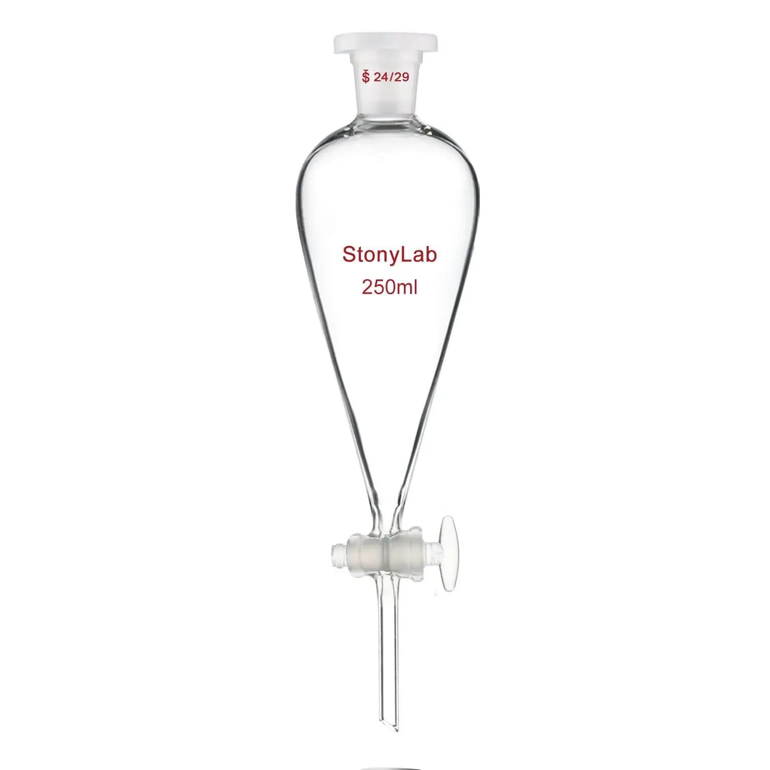 Separatory Funnel with Glass Stopcock Valve - StonyLab Separatory Funnels 250-ml