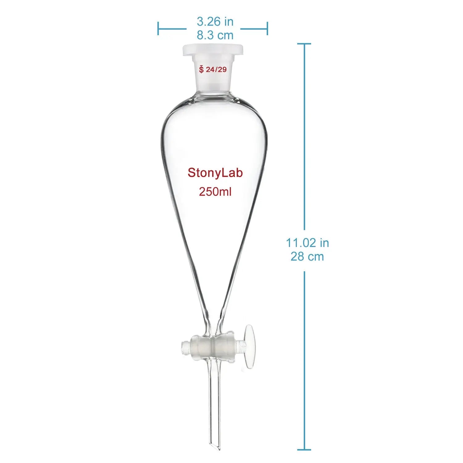 Separatory Funnel with Glass Stopcock Valve - StonyLab Separatory Funnels 
