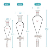 Close-up view showing the precise design and material of StonyLab Separatory Funnel with PTFE Stopcock