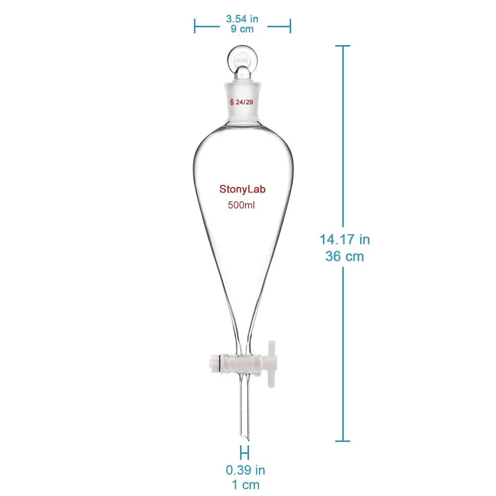 Separatory Funnel with PTFE Stopcock, 60-2000 ml Funnels - Separatory