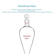 Alternative angle showing underlying build quality of StonyLab Separatory Funnel with 24