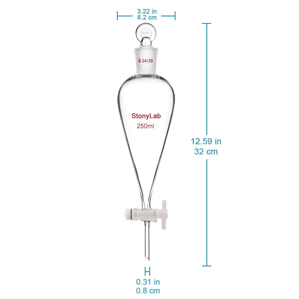Separatory Funnel with PTFE Stopcock, 60-2000 ml - StonyLab Funnels - Separatory 250-ml