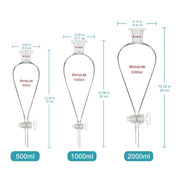 Side view and dimensional layout of the durable StonyLab Separatory Funnel