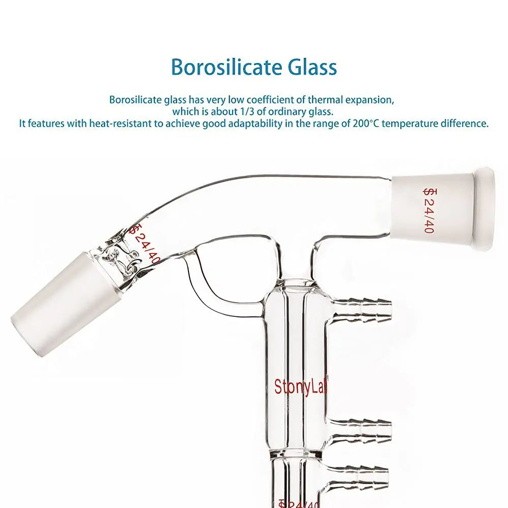 Side view and dimensional layout of the durable StonyLab Short Path Distilling Adapter