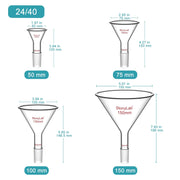 Close-up view showing the precise design and material of StonyLab Short Stem Powder Funnel