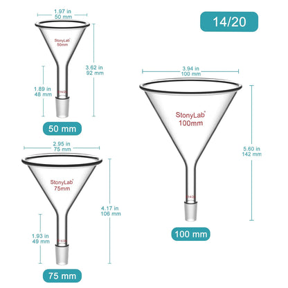 Short Stem Powder Funnel, 14/20, 19/22, 24/40 Joint Funnels-Powder Funnels