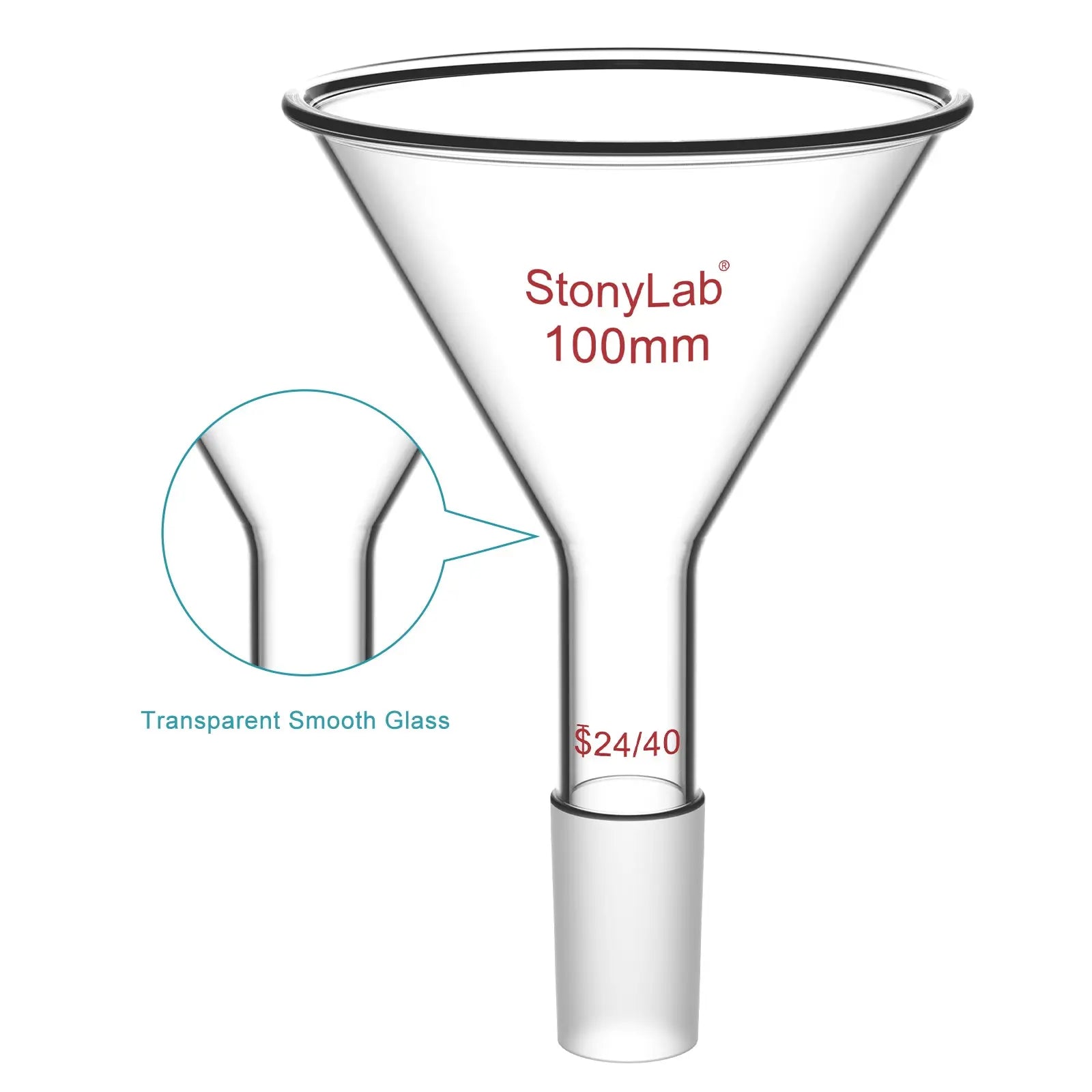 Alternative angle showing underlying build quality of StonyLab Short Stem Powder Funnel