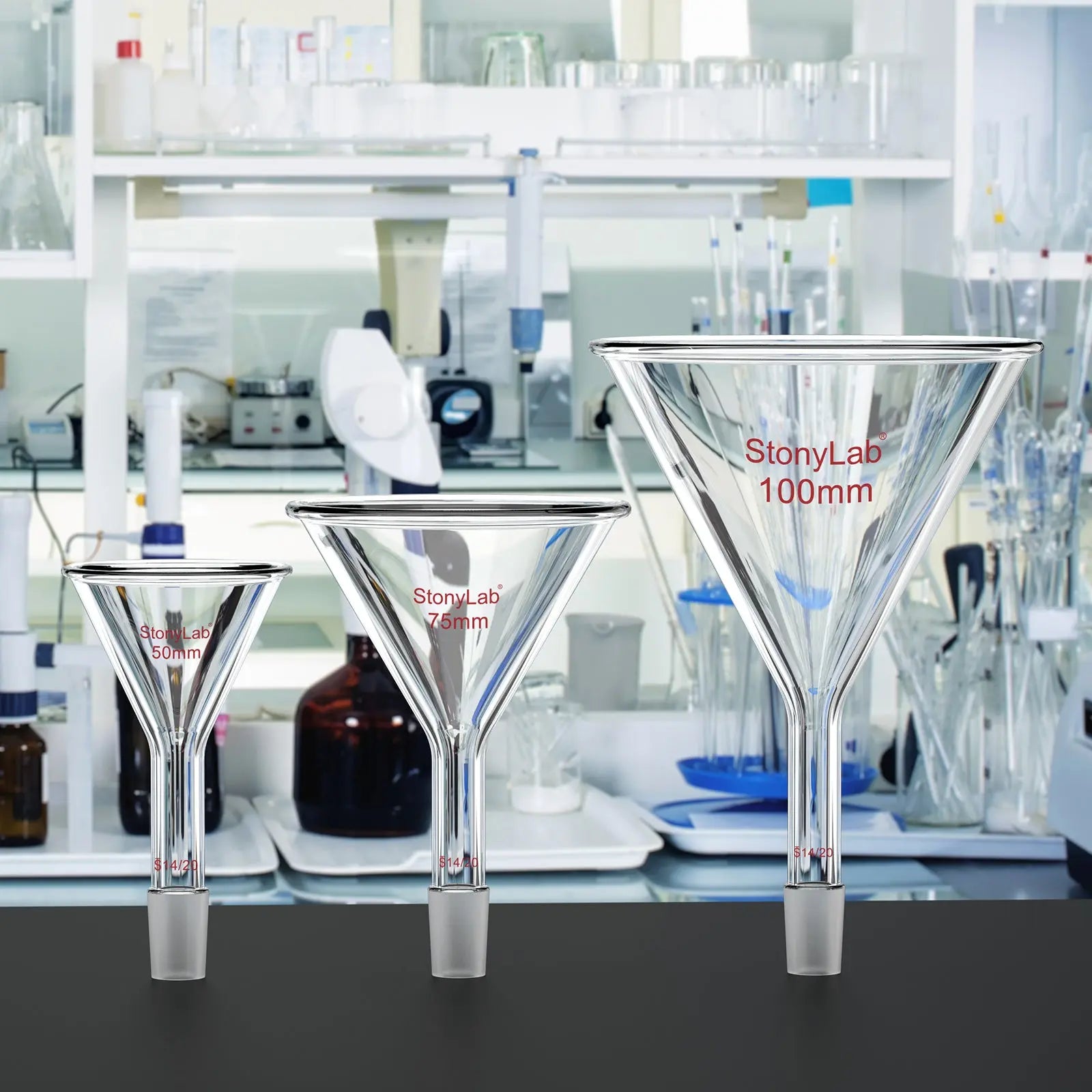 Comprehensive product view and setup components for StonyLab Short Stem Powder Funnel