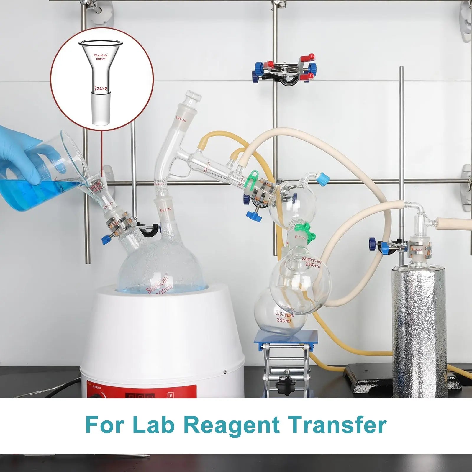 Comprehensive product view and setup components for StonyLab Short Stem Powder Funnel