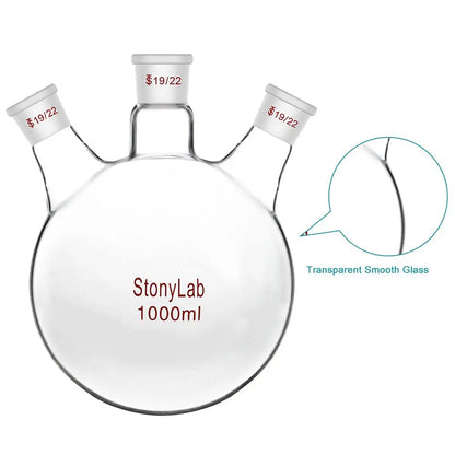 3 Neck Round Bottom Flask, 19/22 Center/Side Joint, 50-5000 ml Flasks - Round Bottom