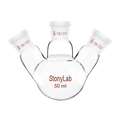 3 Neck Round Bottom Flask, 19/22 Center/Side Joint, 50-5000 ml - StonyLab Flasks - Round Bottom 