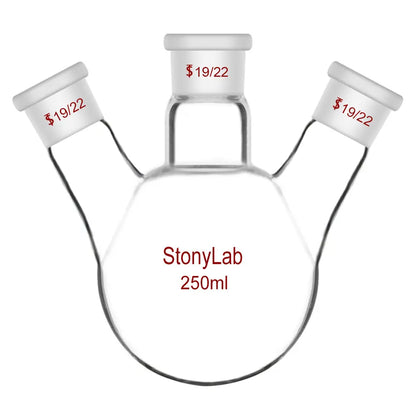 3 Neck Round Bottom Flask, 19/22 Center/Side Joint, 50-5000 ml - StonyLab Flasks - Round Bottom 