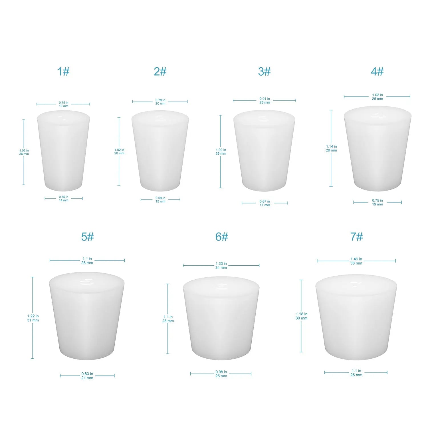 Close-up view showing the precise design and material of StonyLab Silicone Stoppers