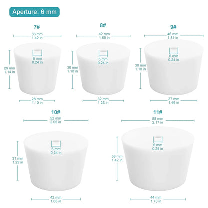 Silicone Stoppers, One-Hole, 5-Pack Stoppers-Silicone