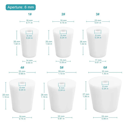 Silicone Stoppers, One-Hole, 5-Pack Stoppers-Silicone