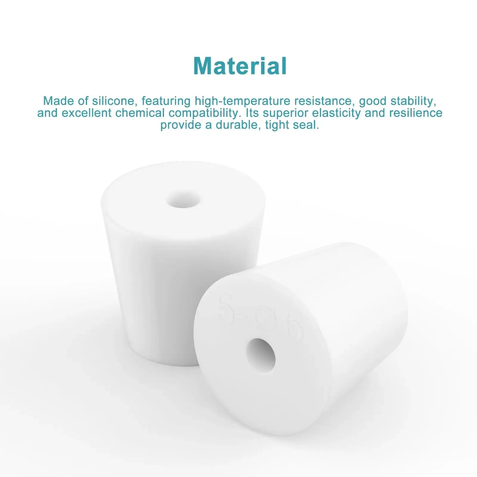 Silicone Stoppers, One-Hole, 5-Pack Stoppers-Silicone
