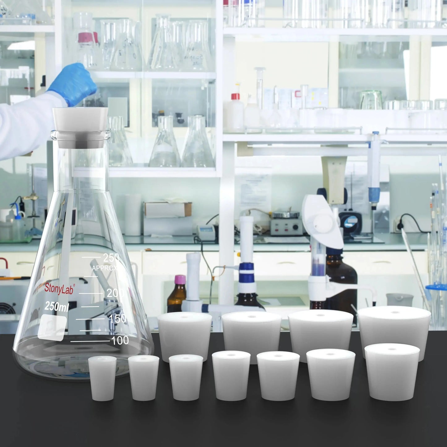 Silicone Stoppers, One-Hole, 5-Pack Stoppers-Silicone