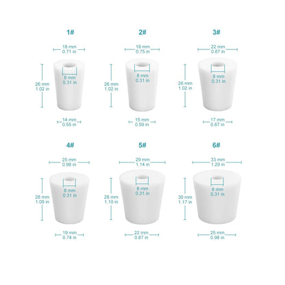 Silicone Stoppers, One-Hole, 5 Pack Stoppers-Silicone
