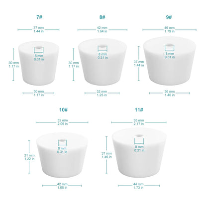 Silicone Stoppers, One-Hole, 5 Pack Stoppers-Silicone