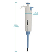 Close-up view showing the precise design and material of StonyLab Single Channel Adjustable Volume Pipette with Ejector