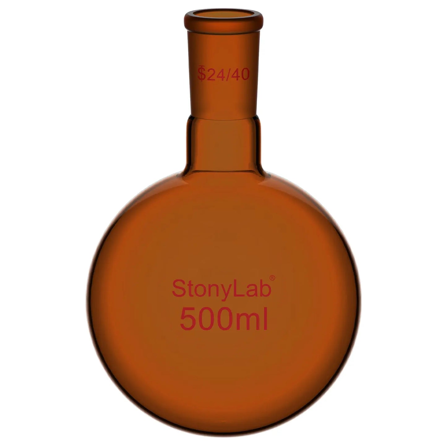 Single Neck Amber Round Bottom Flask with 24/40 Joint, 100-1000 ml Flasks-Round Bottom 500 ml