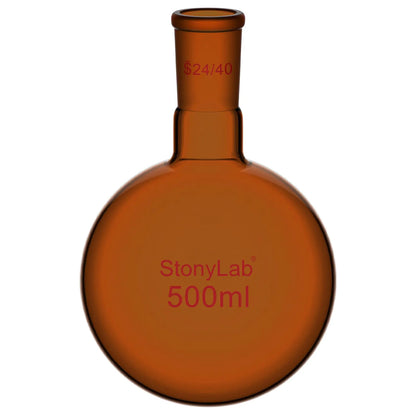 Single Neck Amber Round Bottom Flask with 24/40 Joint, 100-1000 ml Flasks-Round Bottom 500 ml