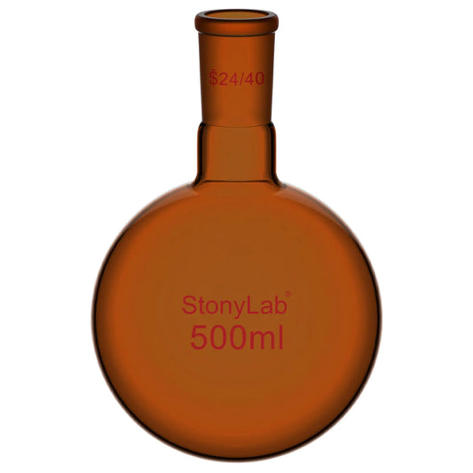 Single Neck Amber Round Bottom Flask with 24/40 Joint, 100-1000 ml Flasks-Round Bottom 500 ml