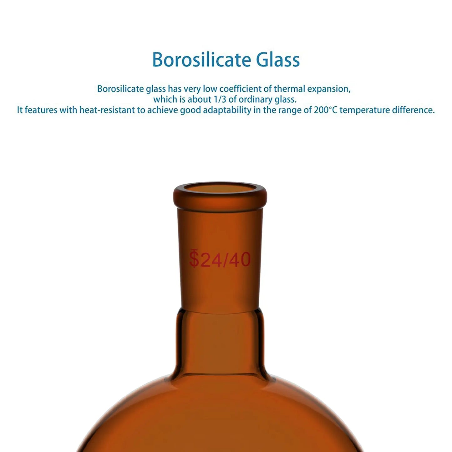 Single Neck Amber Round Bottom Flask with 24/40 Joint, 100-1000 ml Flasks-Round Bottom