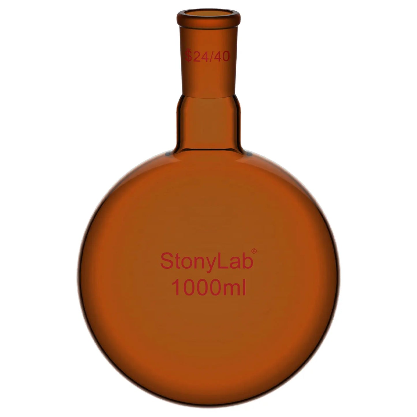 Single Neck Amber Round Bottom Flask with 24/40 Joint, 100-1000 ml Flasks-Round Bottom 1000 ml