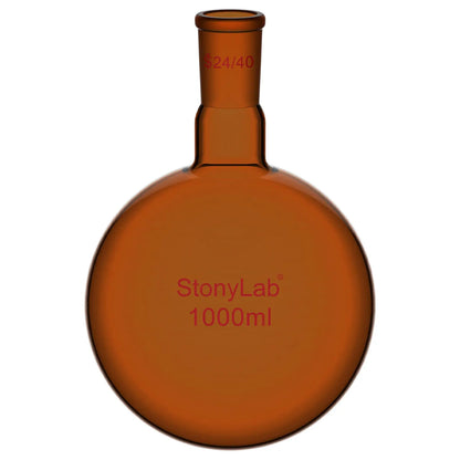Single Neck Amber Round Bottom Flask with 24/40 Joint, 100-1000 ml Flasks-Round Bottom 1000 ml
