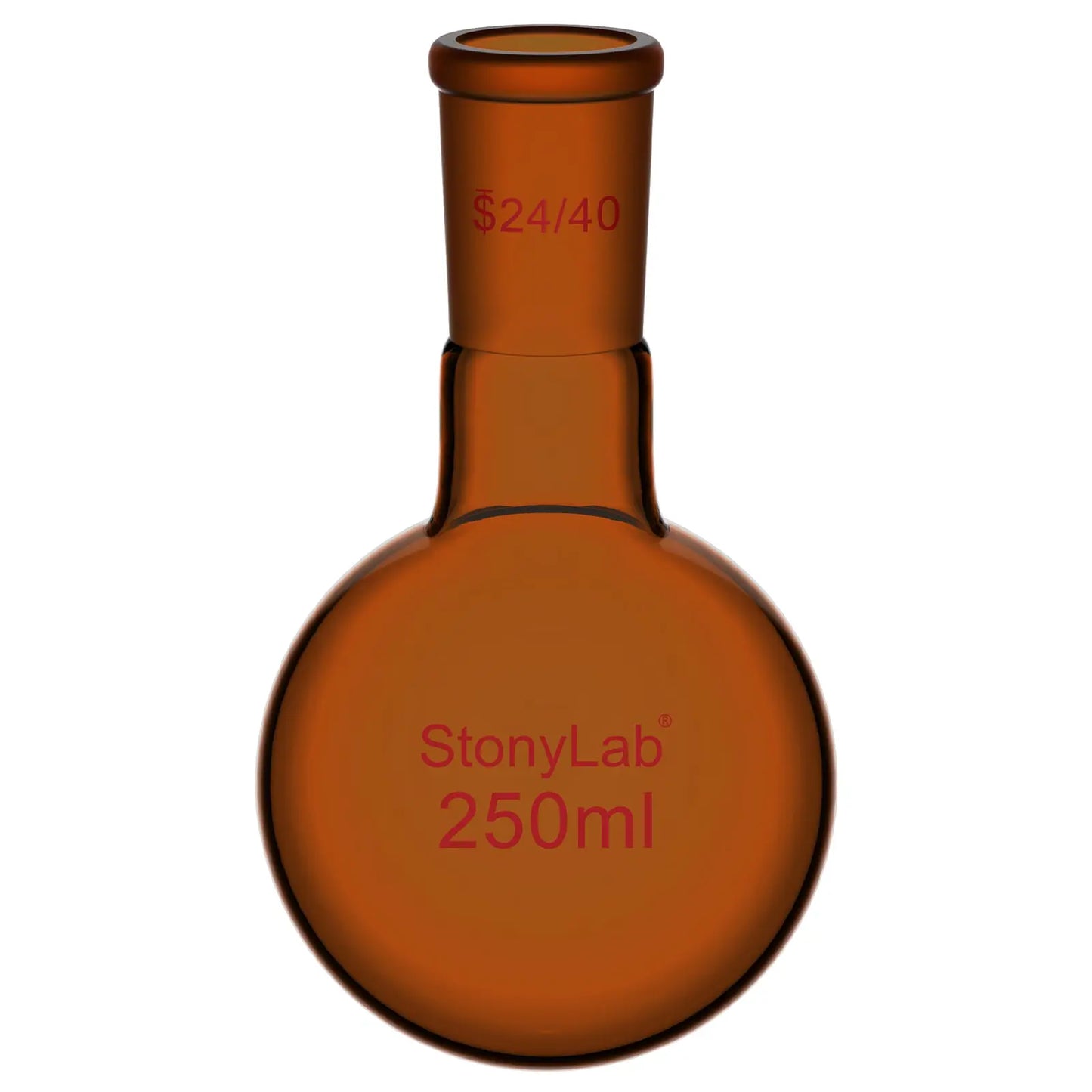 Single Neck Amber Round Bottom Flask with 24/40 Joint, 100-1000 ml Flasks-Round Bottom 250 ml
