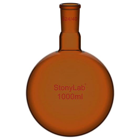 Single Neck Amber Round Bottom Flask with 24/40 Joint, 100-1000 ml Flasks-Round Bottom-1 Neck