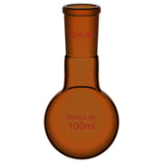 Comprehensive product view and setup components for StonyLab Single Neck Amber Round Bottom Flask with 24