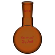 Comprehensive product view and setup components for StonyLab Single Neck Amber Round Bottom Flask with 24